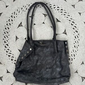 Hammitt OLIVER tote blue gray silver suede bag like new